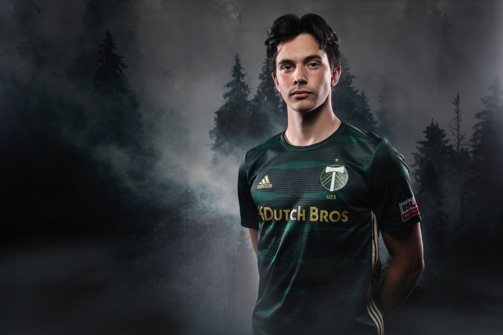 Portland Timbers U23 portrait against misty forest